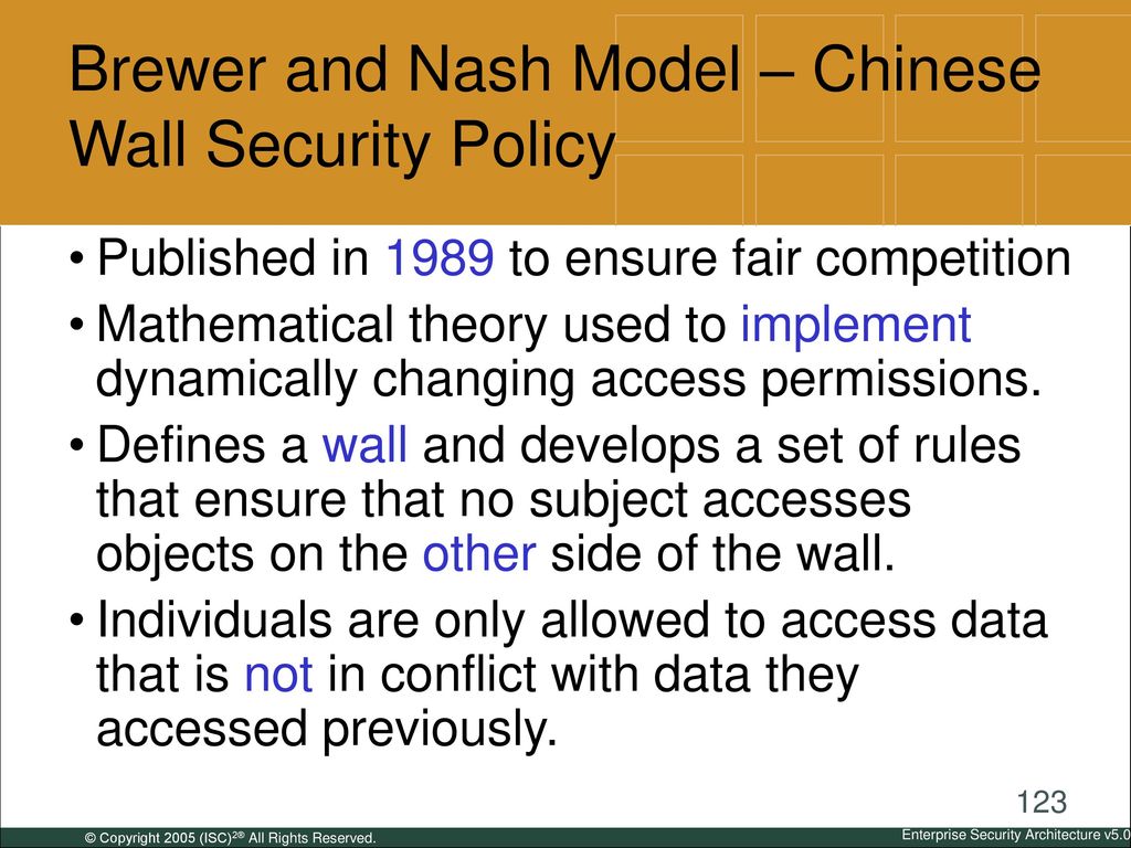 Brewer and Nash Model – Chinese Wall Security Policy