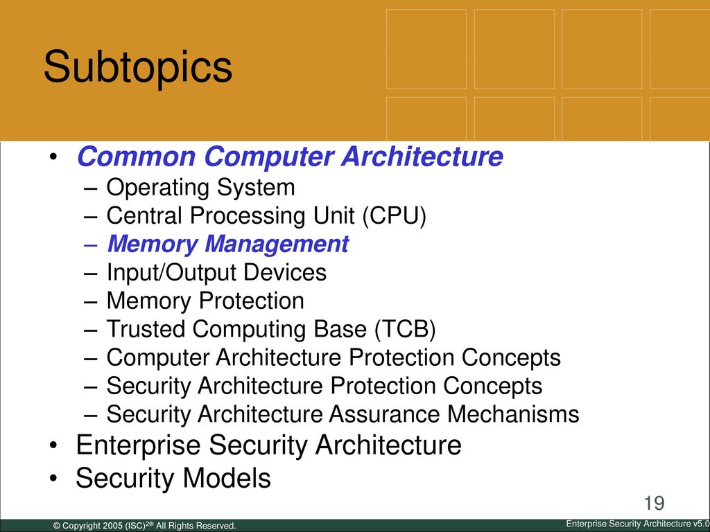 Subtopics Common Computer Architecture