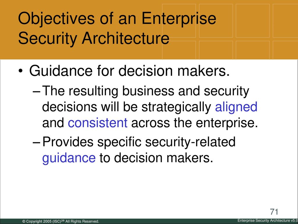 Objectives of an Enterprise Security Architecture
