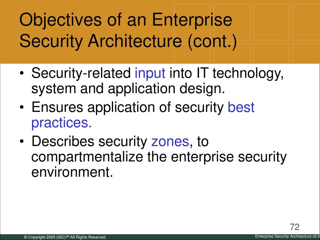 Objectives of an Enterprise Security Architecture (cont.)