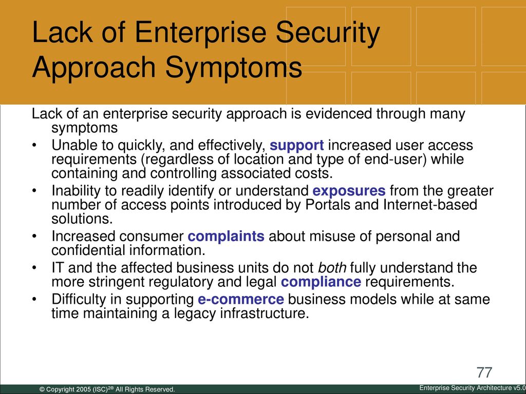 Lack of Enterprise Security Approach Symptoms
