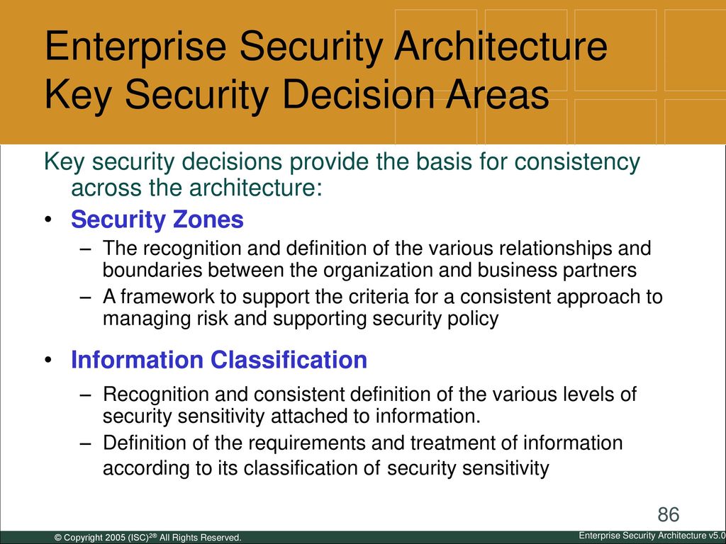 Enterprise Security Architecture Key Security Decision Areas
