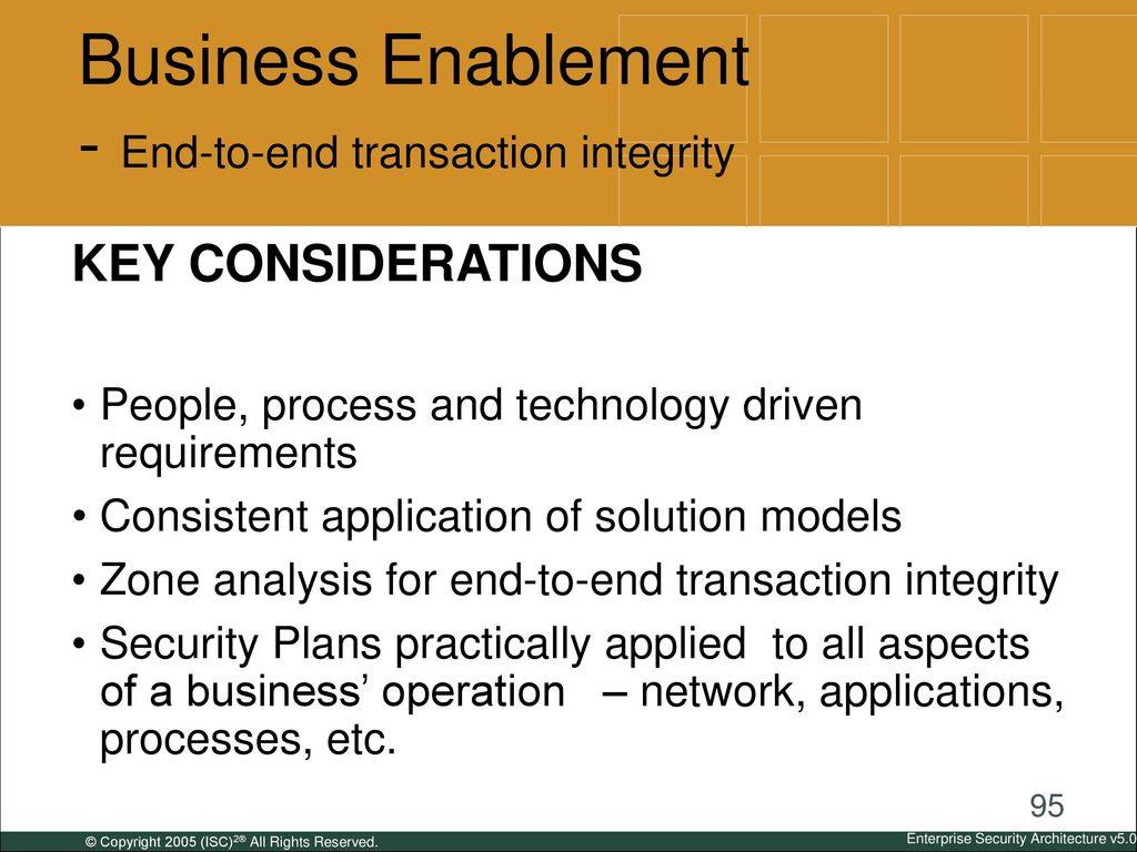 Business Enablement - End-to-end transaction integrity