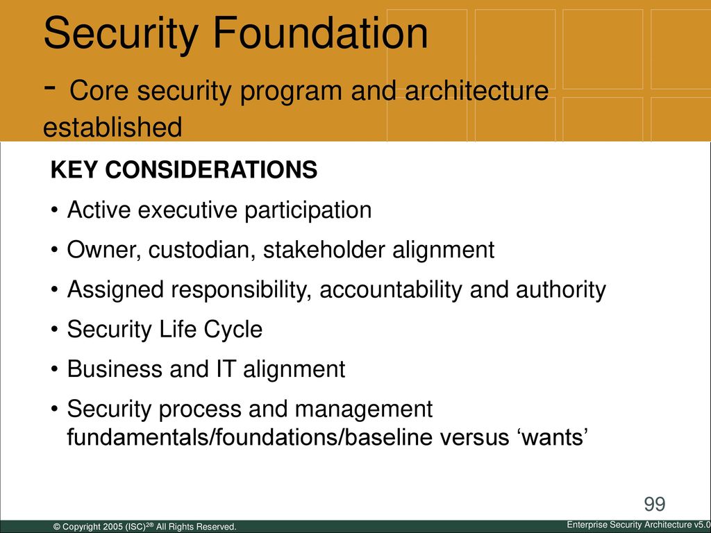 Security Foundation - Core security program and architecture established