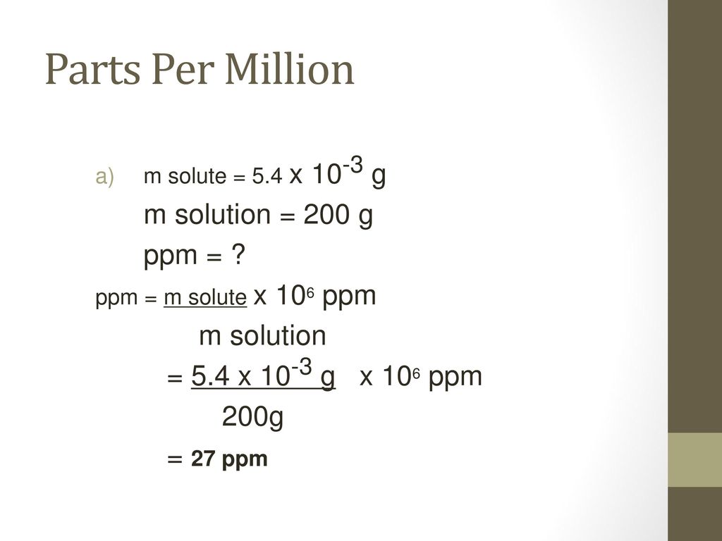 how to calculate ppm of solution