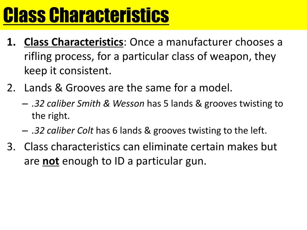 Class Characteristics