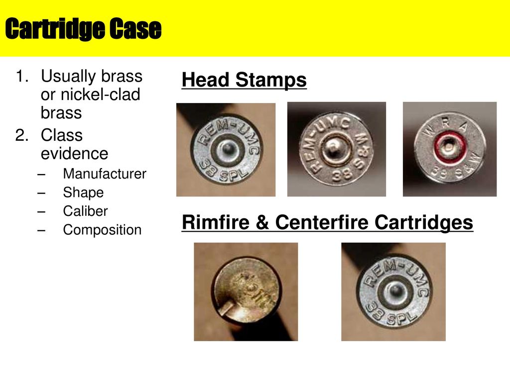 Cartridge Case Head Stamps Rimfire & Centerfire Cartridges