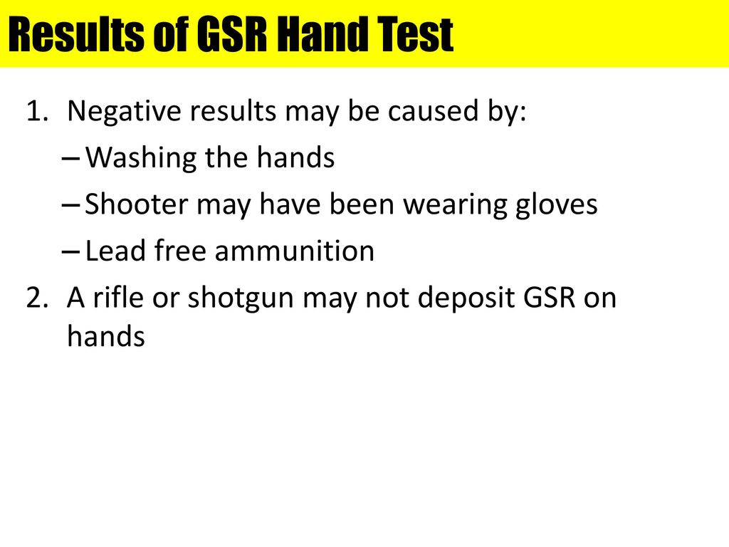 Results of GSR Hand Test