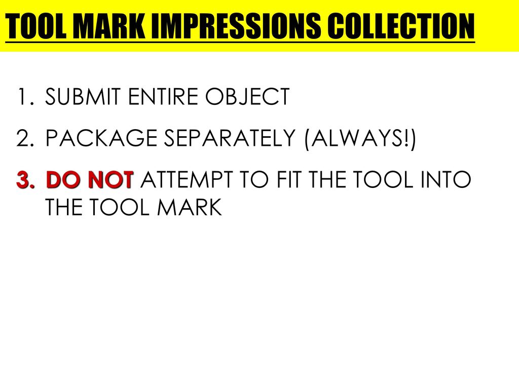 TOOL MARK IMPRESSIONS COLLECTION