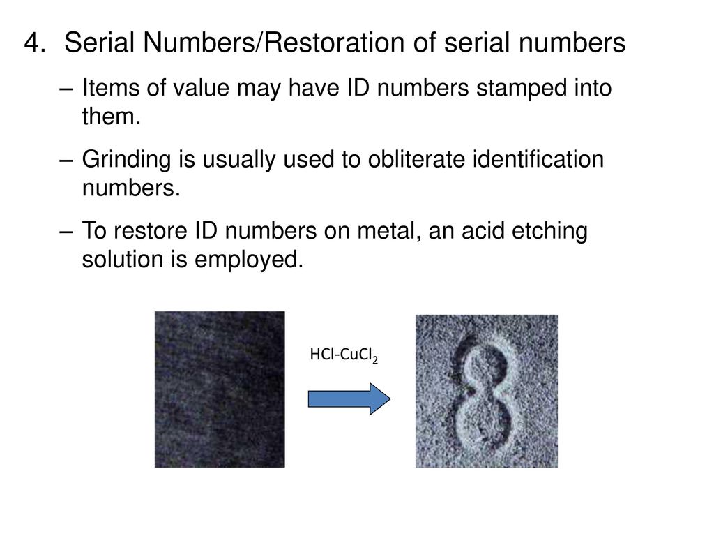 Serial Numbers/Restoration of serial numbers