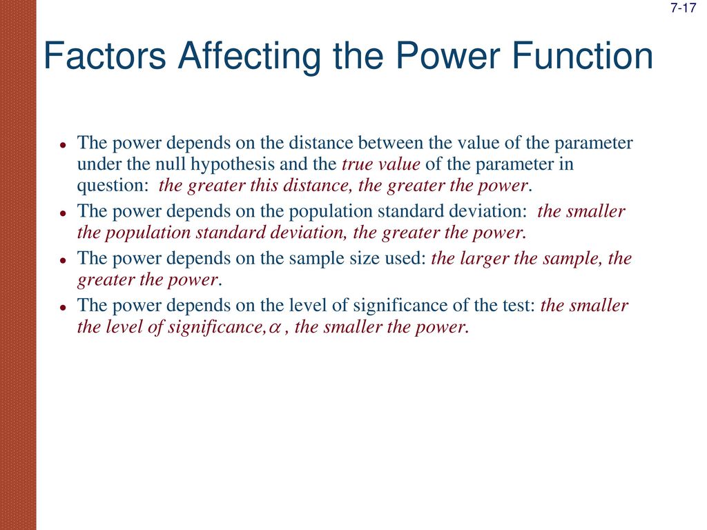 Factors Affecting the Power Function