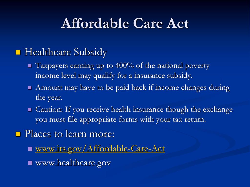 Affordable Health Care Subsidy Chart