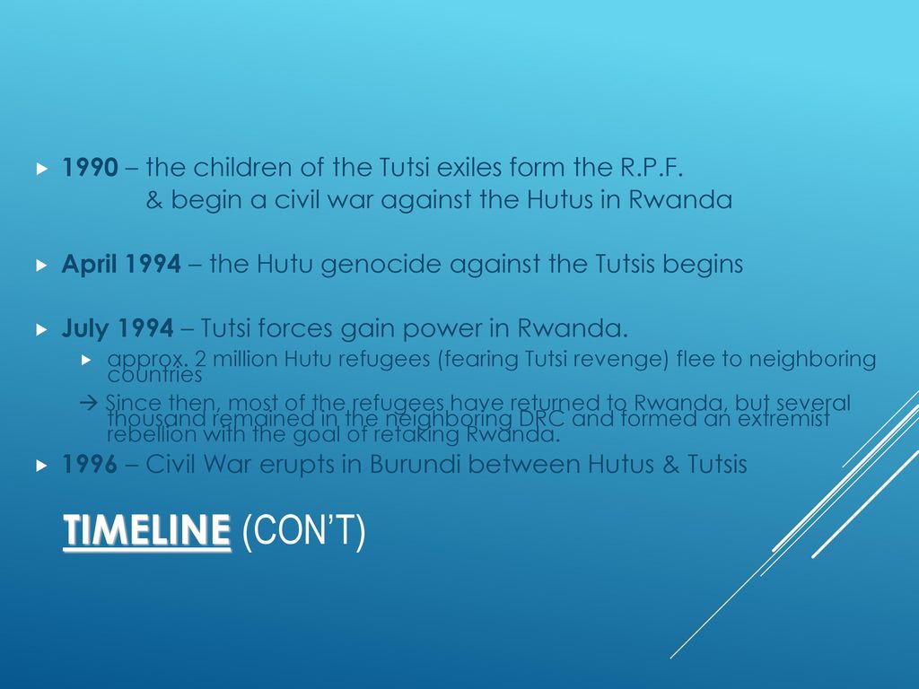 1990 – the children of the Tutsi exiles form the R.P.F.