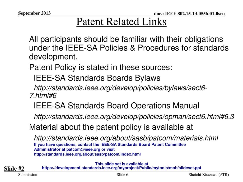September 2013 Patent Related Links.