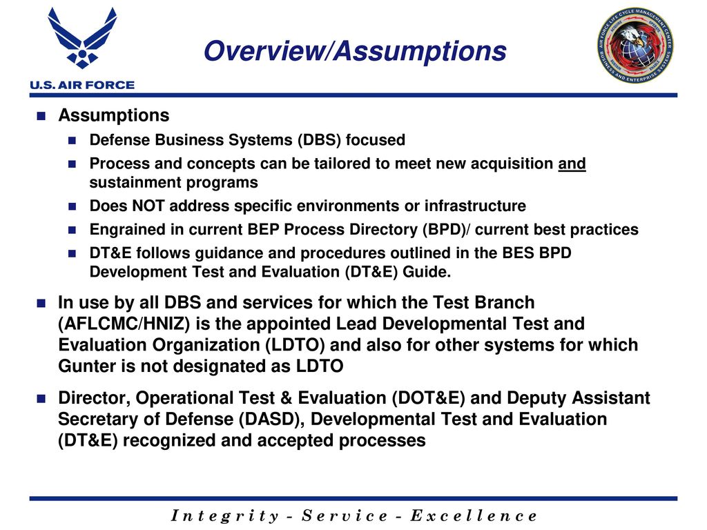 Introduction to the Developmental Test & Evaluation (DT&E) Process ...