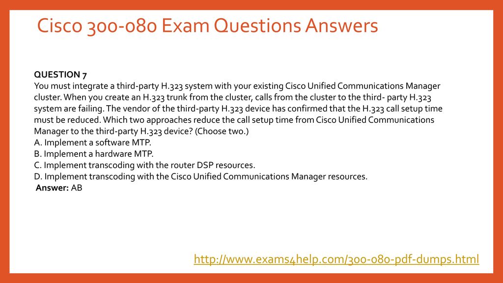 CCNP Collaboration Cisco IP Telephony Video v1.0 Exam 300-080 Test CTCOLLAB QA 