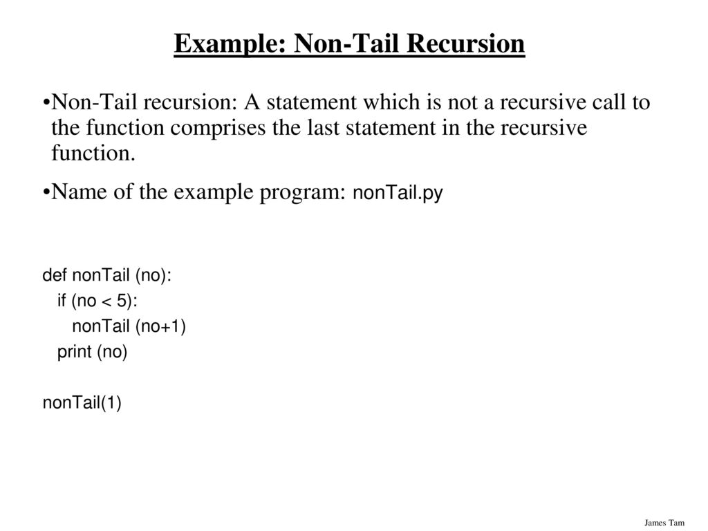 Recursion You will learn the definition of recursion as well as seeing ...