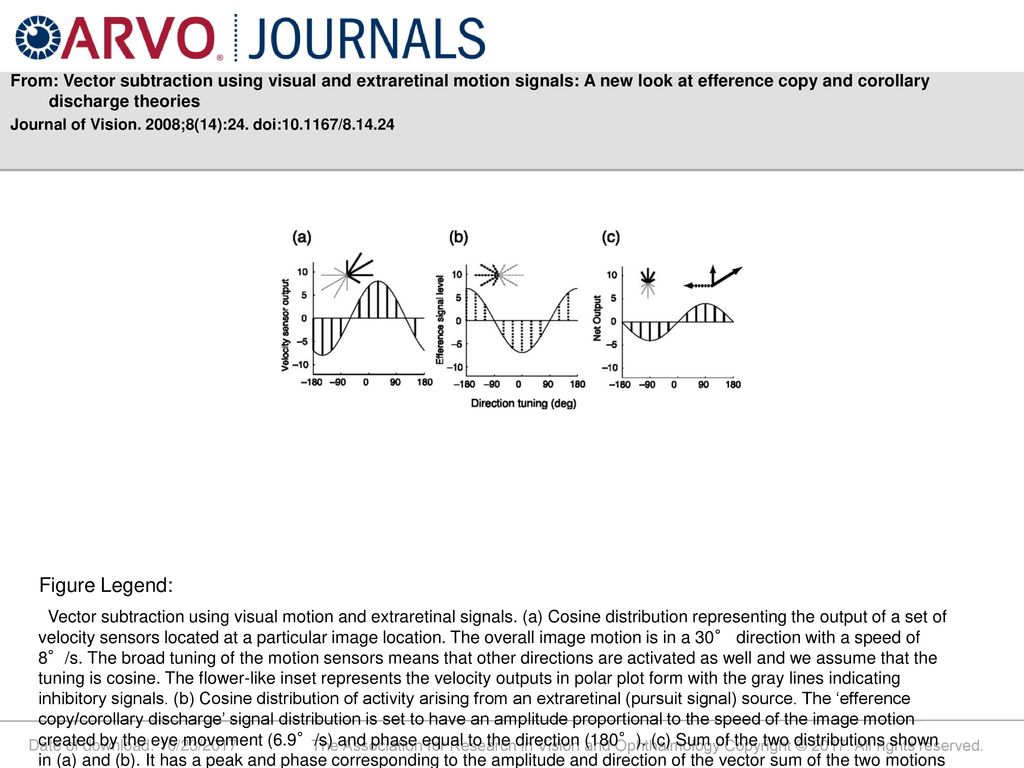 From Vector subtraction using visual and extraretinal motion signals