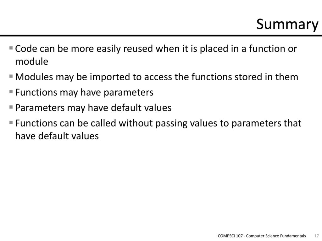 COMPSCI 107 Computer Science Fundamentals - ppt download