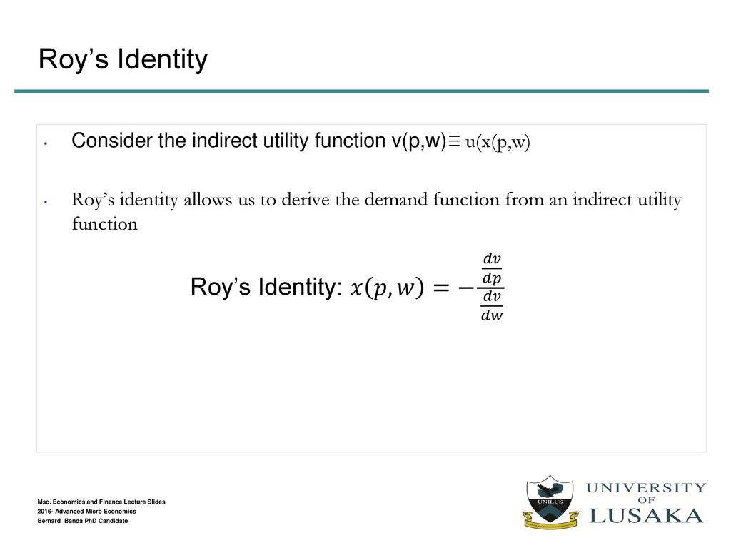 Ecf 510 Advanced Micro Economics Lecture 2 Ppt Download