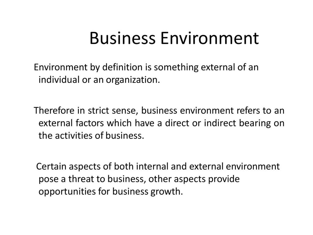 definition of business environment by authors
