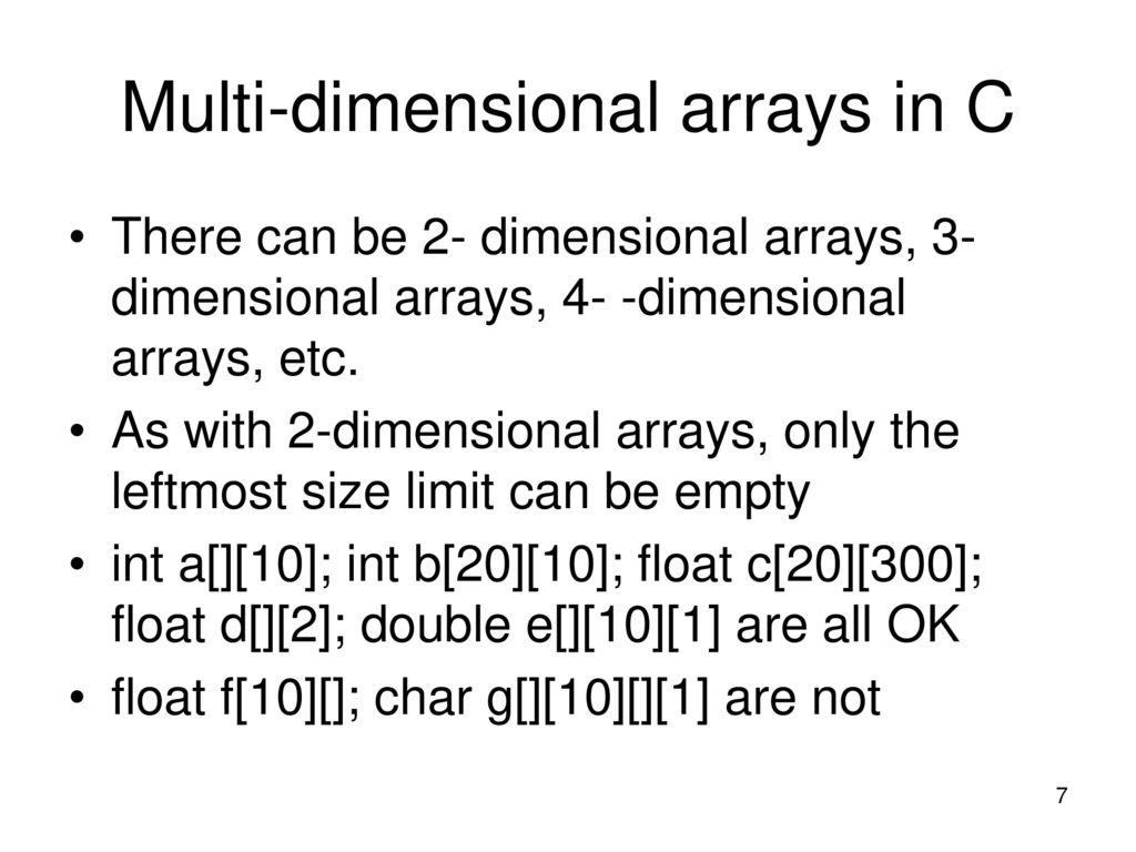 Multi-dimensional arrays in C - ppt download