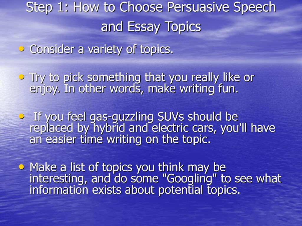 how to choose a persuasive speech topic