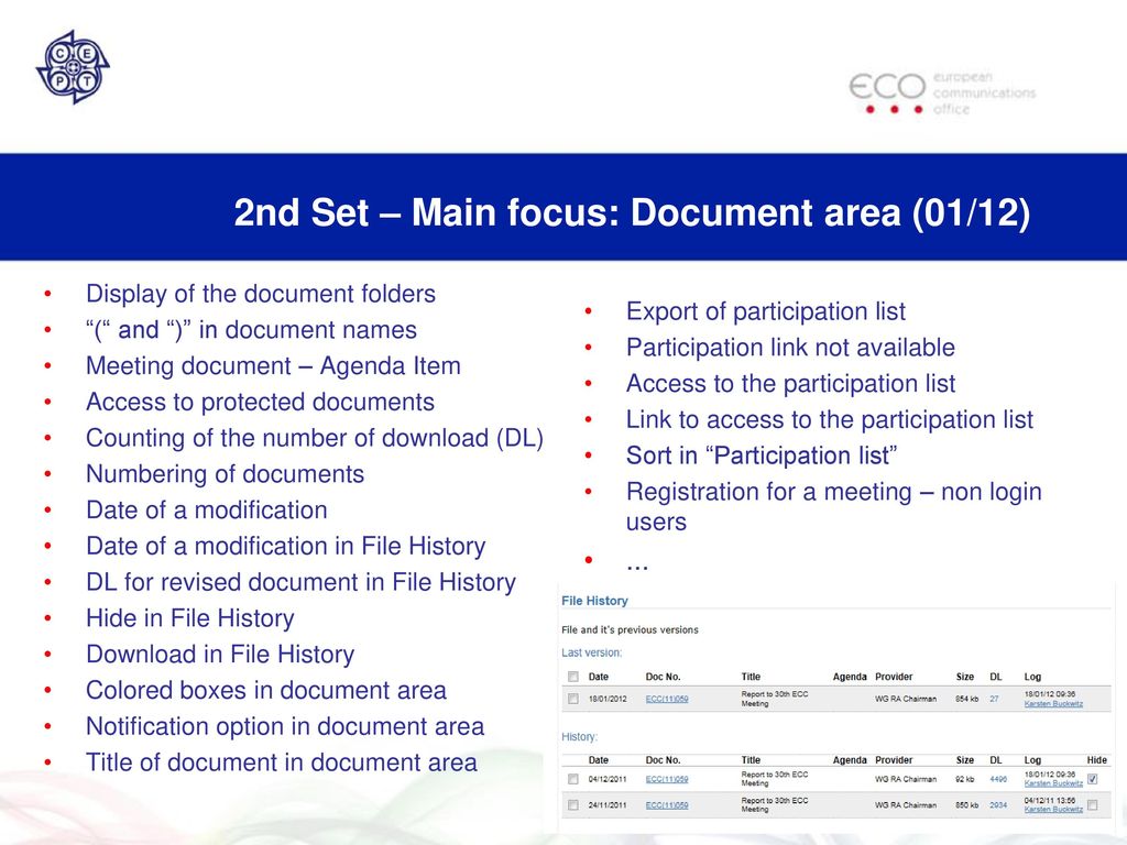 2nd Set – Main focus: Document area (01/12)