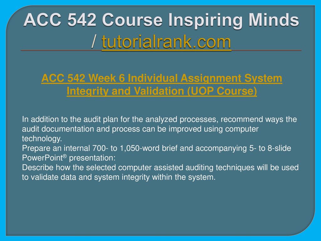 ACC 542 Course Inspiring Minds / tutorialrank.com
