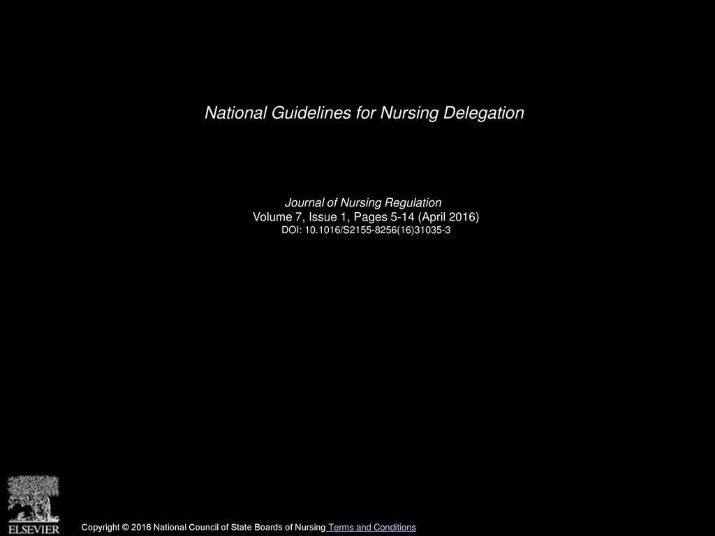 National Guidelines for Nursing Delegation