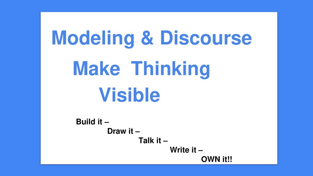 Modeling & Discourse Make Thinking Visible Build it – Draw it –