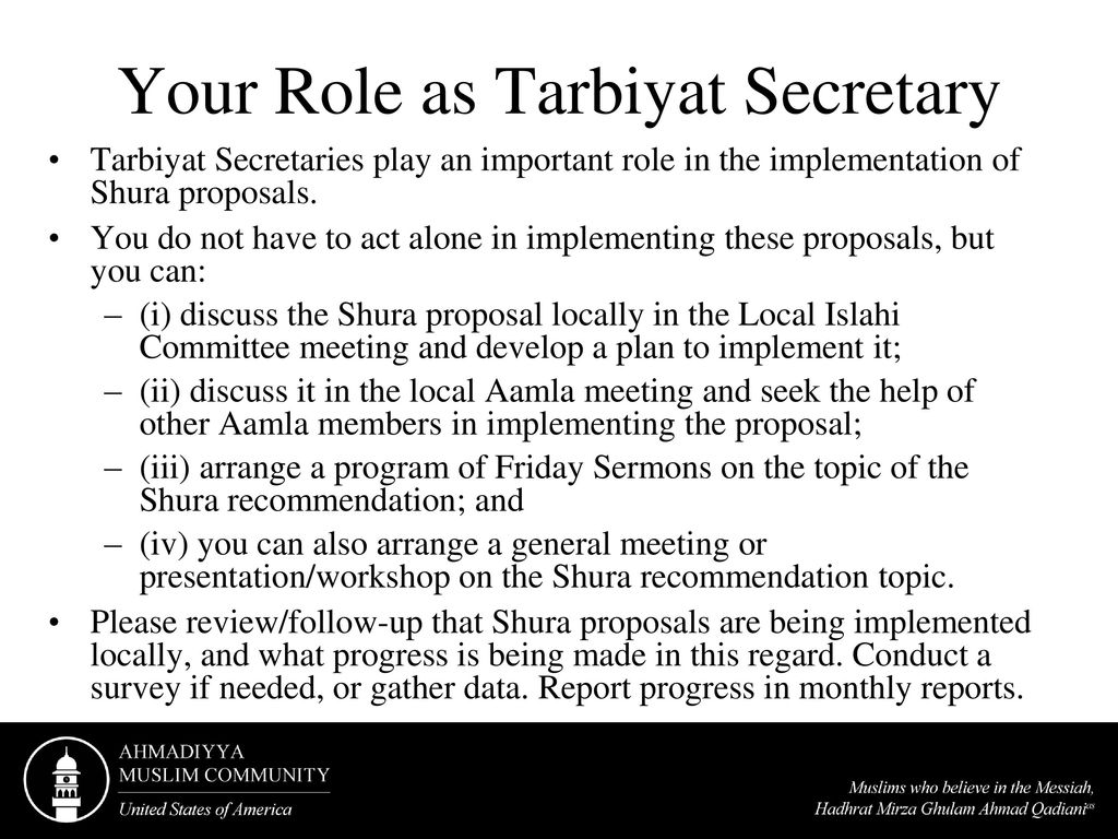Your Role as Tarbiyat Secretary
