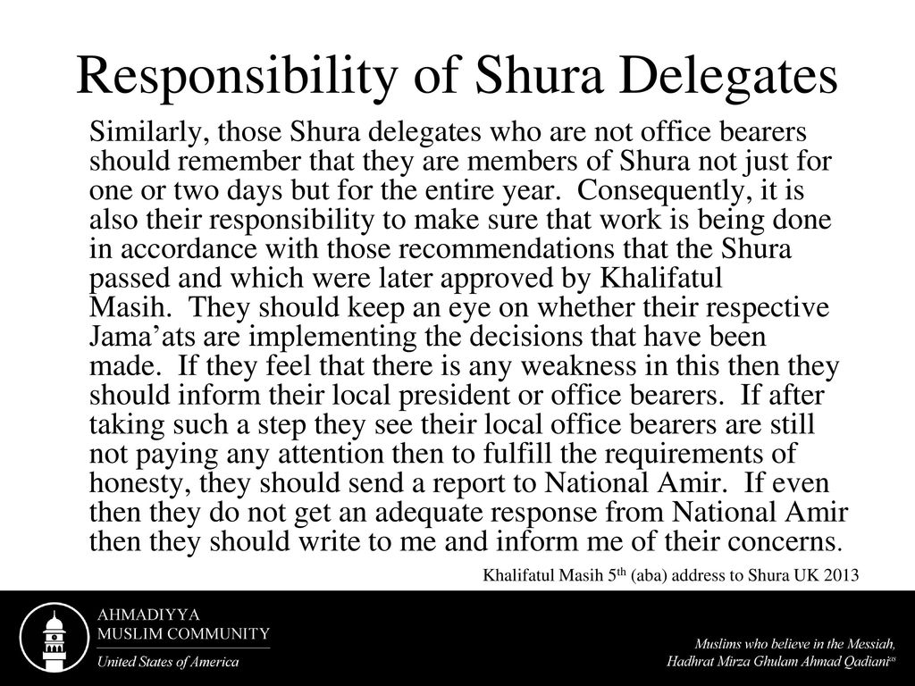Responsibility of Shura Delegates