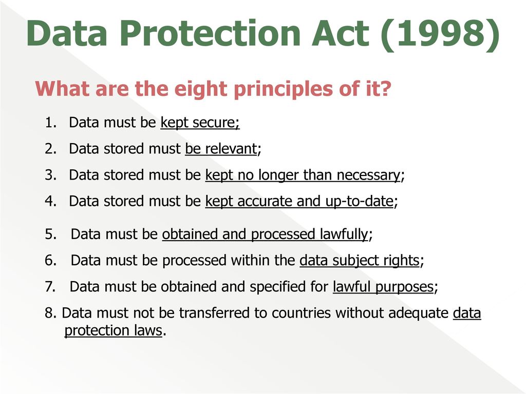 Data Protection Act. - ppt download