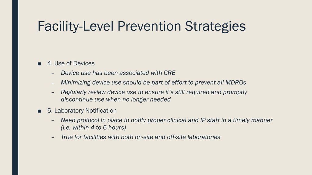 Facility-Level Prevention Strategies
