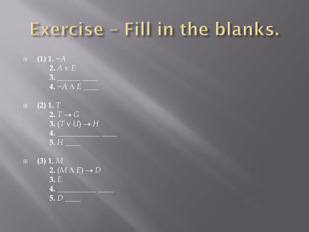 Exercise – Fill in the blanks.
