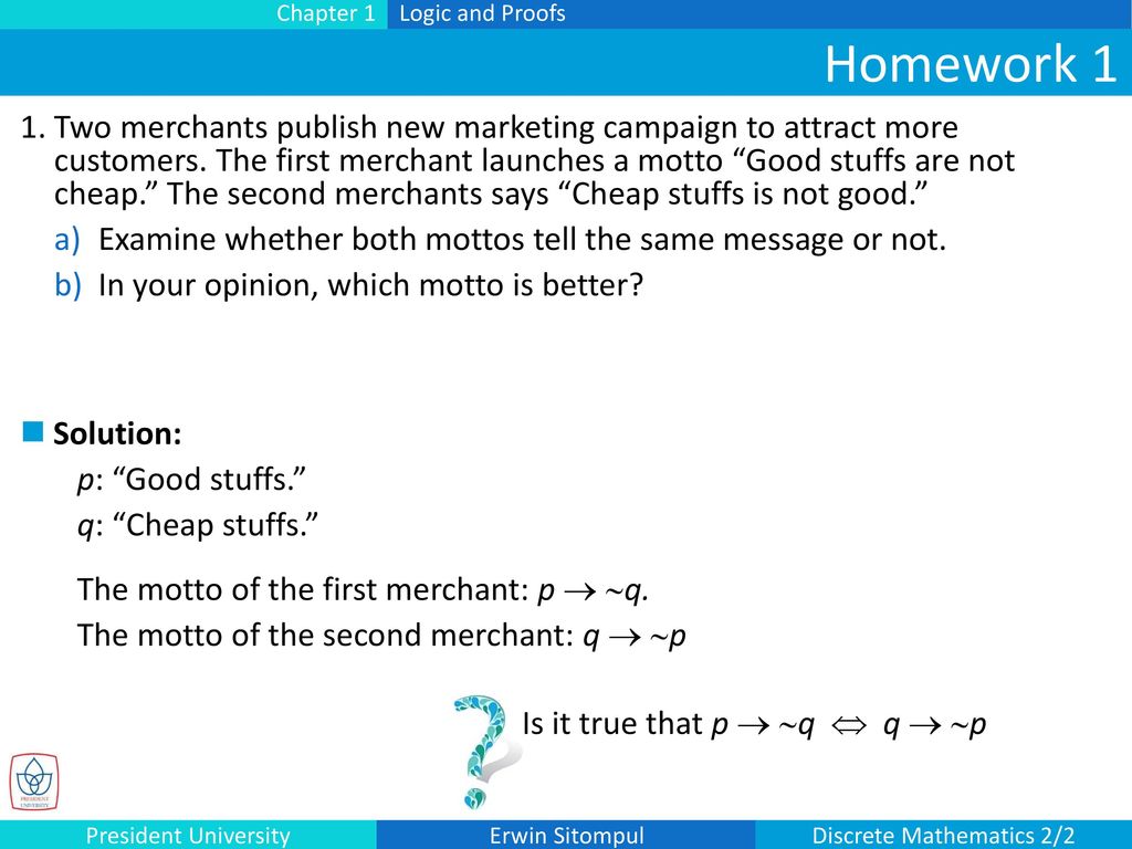 Chapter 1 Logic And Proofs Homework 1 Two Merchants Publish New ...