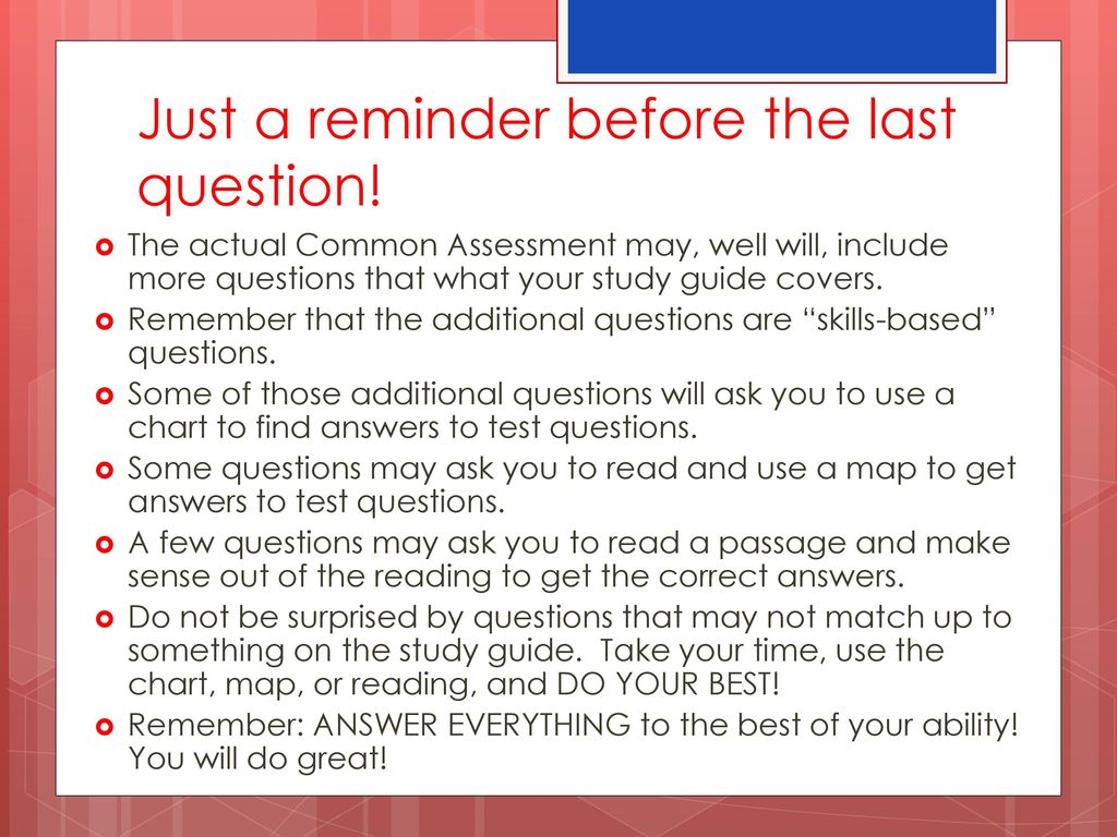 The us and canada common assessment study guide ppt download