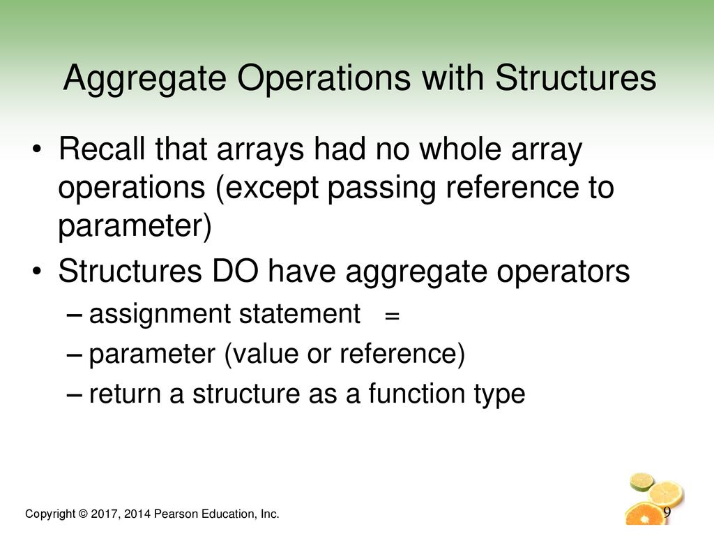 Aggregate Operations with Structures