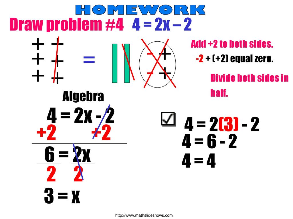 = Draw problem #4 4 = 2x – Algebra 4 = 2x - 2