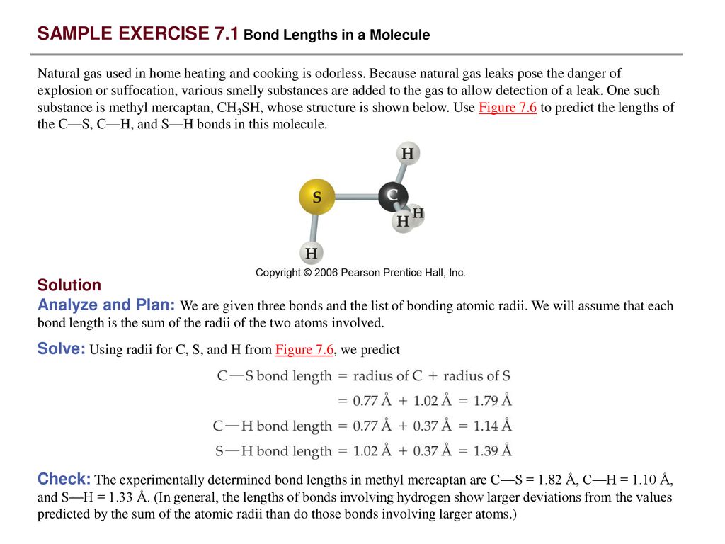 SAMPLE EXERCISE 7.1 Bond Lengths in a Molecule - ppt download