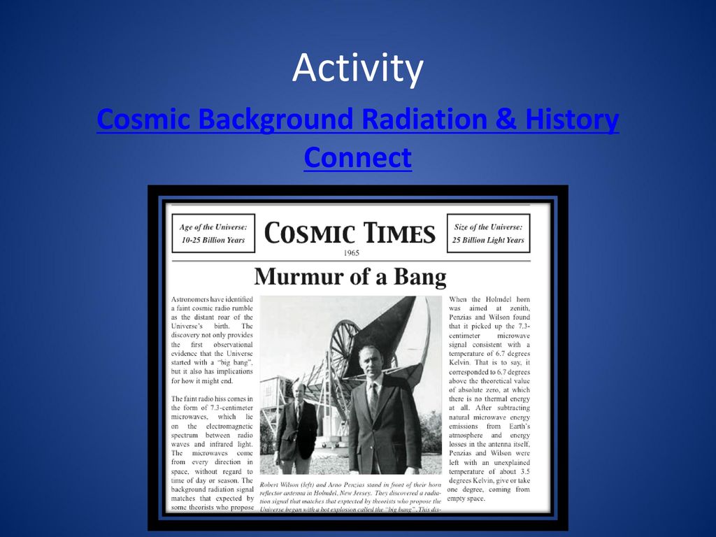 Cosmic Background Radiation & History Connect