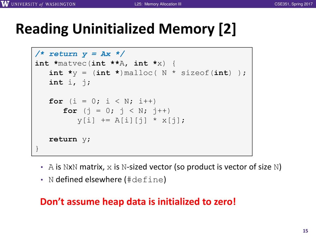 Memory Allocation Iii Cse 351 Spring Ppt Download