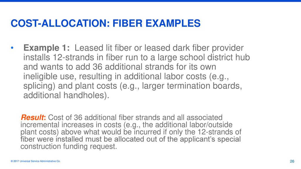 COST-ALLOCATION: FIBER EXAMPLES