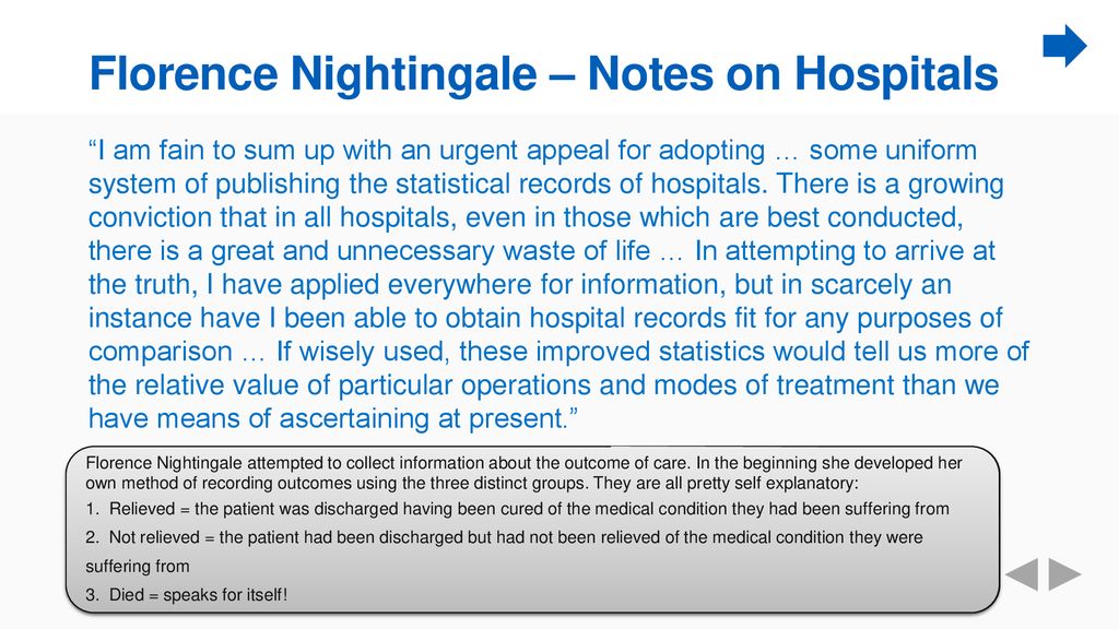 Florence Nightingale – Notes on Hospitals