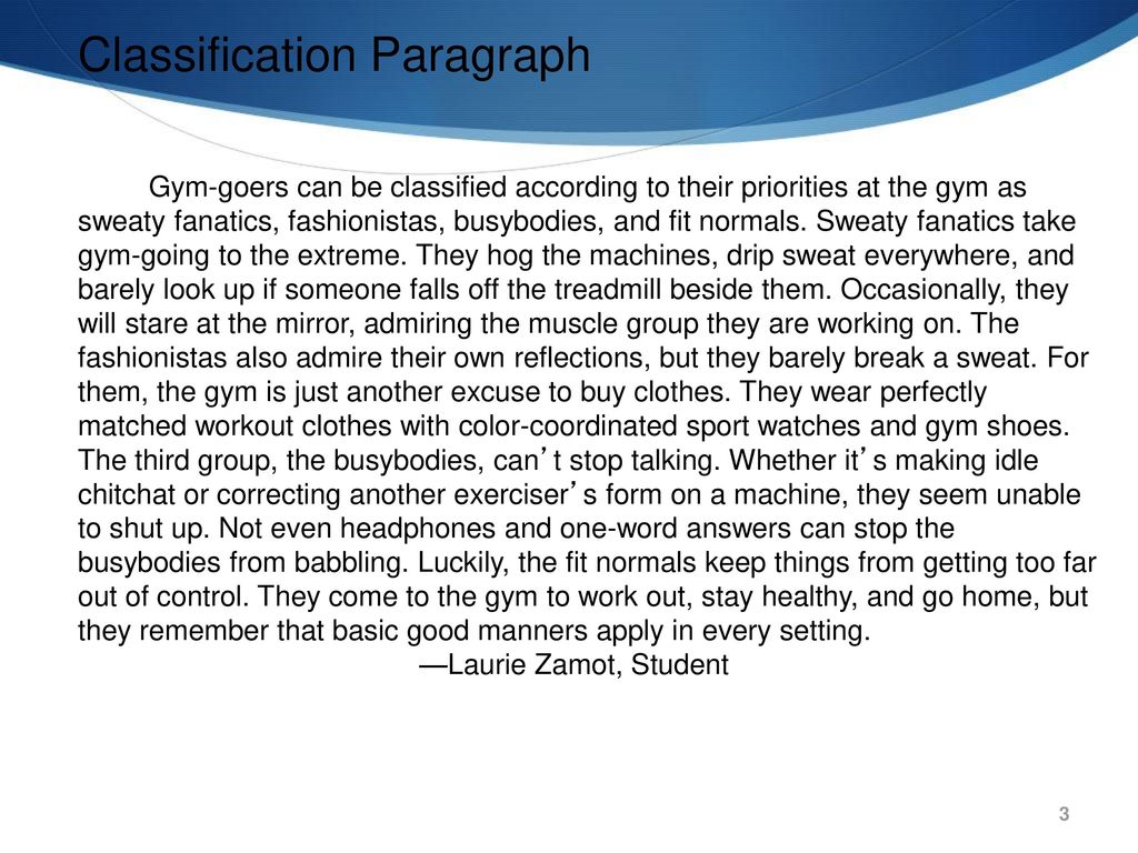 what is a classification paragraph