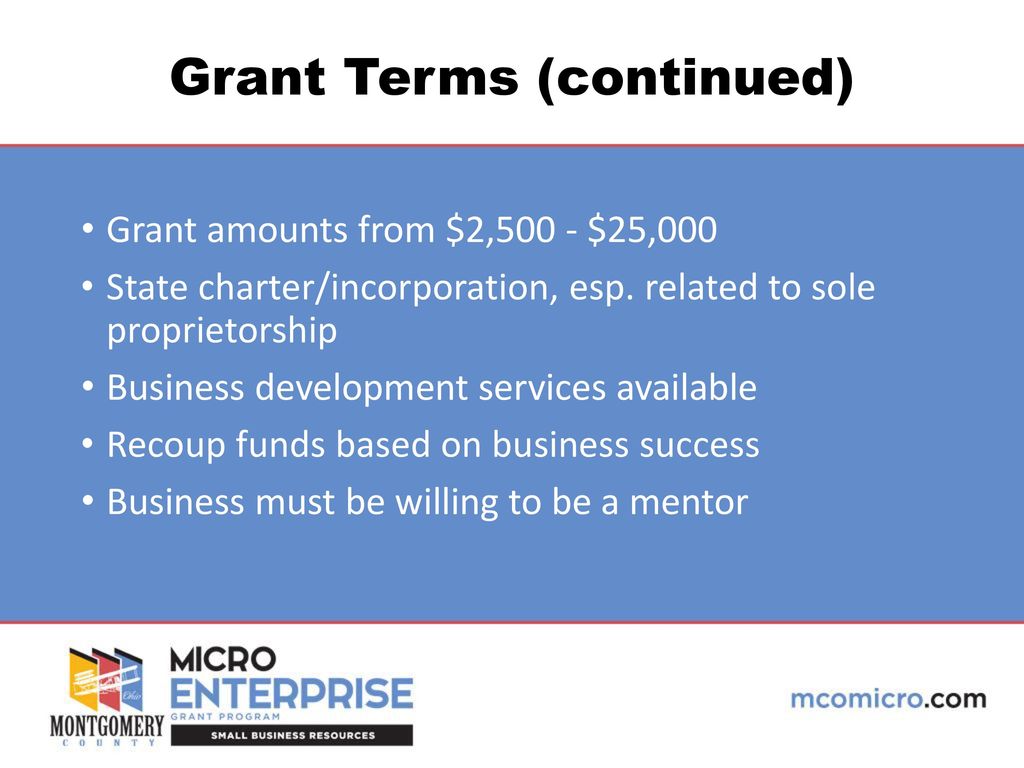 Micro Enterprise Grant Program ppt download