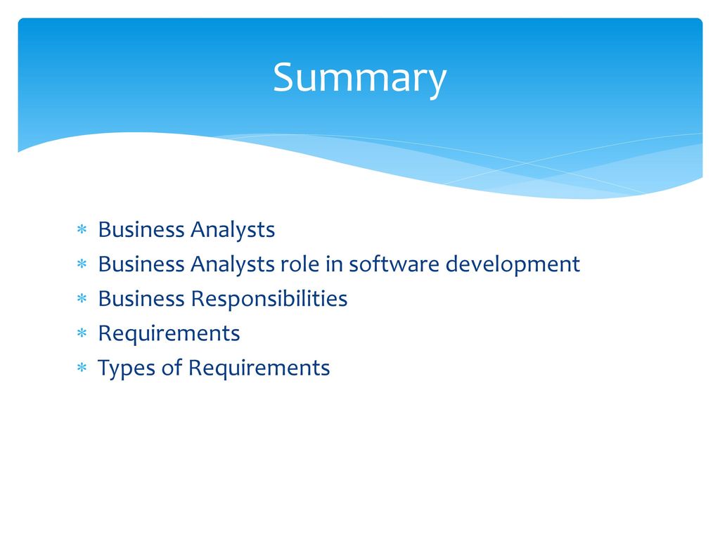 Summary Business Analysts