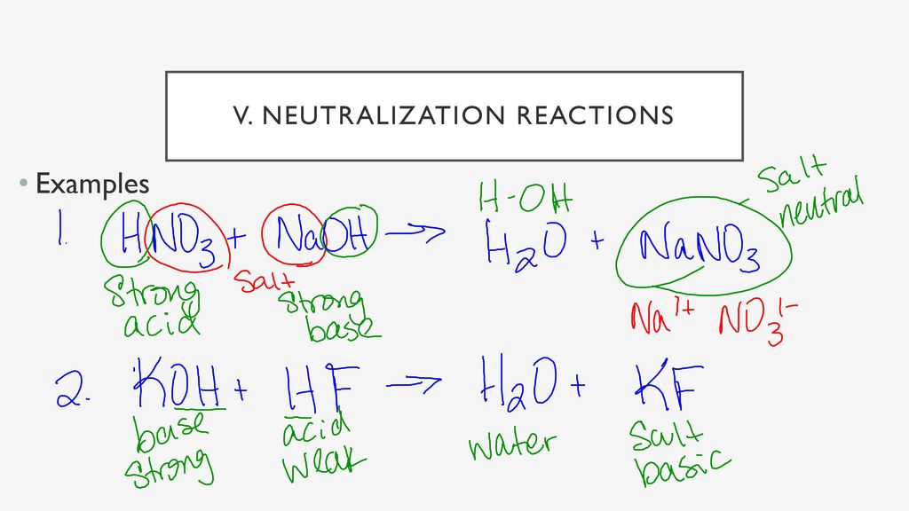 v. Neutralization reactions