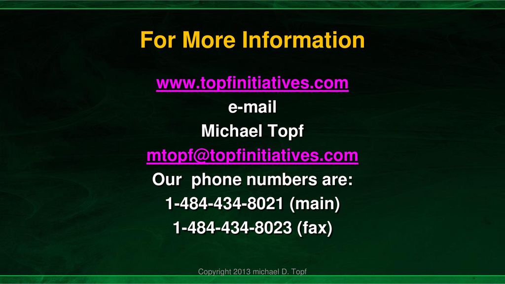Michael Topf MA Topf Initiatives - ppt download